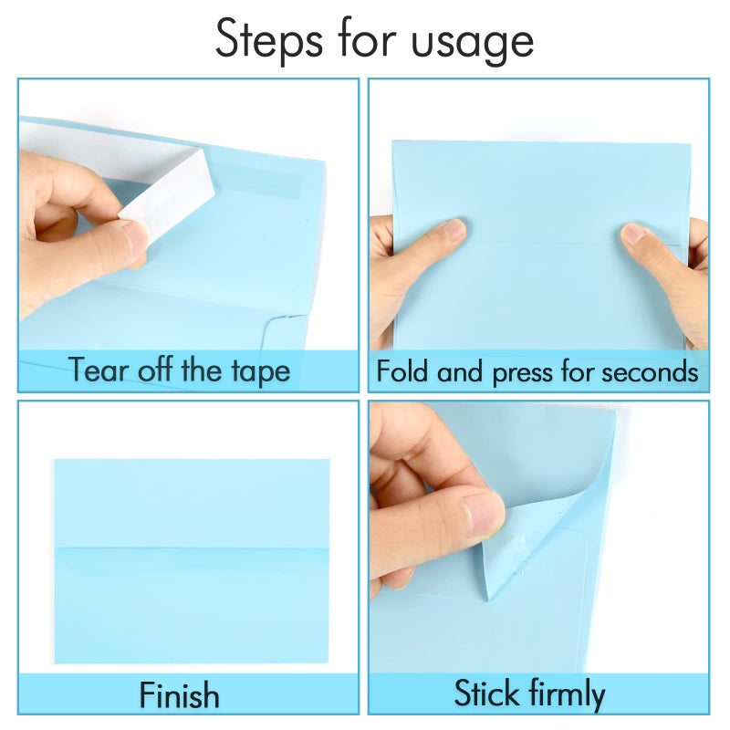AZAZA 100 Pack A7 Baby Blue Invitation 5x7 Envelopes - Self Seal, Square Flap,Perfect for Baby Shower, 5x7 Cards, Weddings, Birthday, Invitations, Graduation, 5.25 x 7.25 Inches (Baby Blue) - Image 4